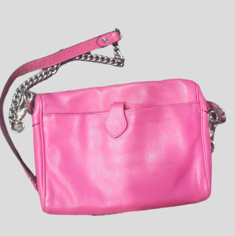 Oryany Pebbled Leather Crossbody Bag SilverJewelled Hardware Bright Pink 11x9" - Picture 2 of 9
